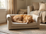 Elegant Rectangular Pet Bed Beige - Lifestyle